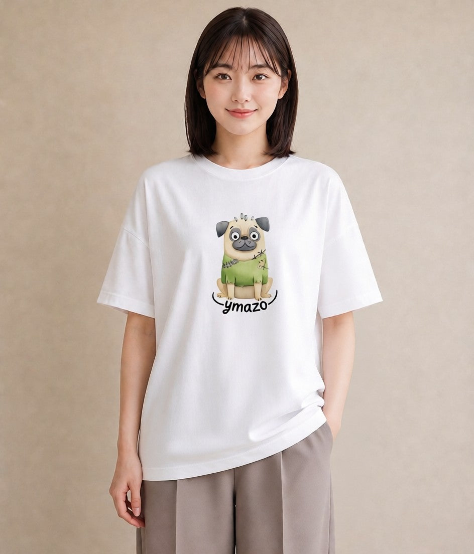 デザインTシャツ レディース わんこ 犬 いぬ イラスト ユニーク 夏コーデ 通学 白T