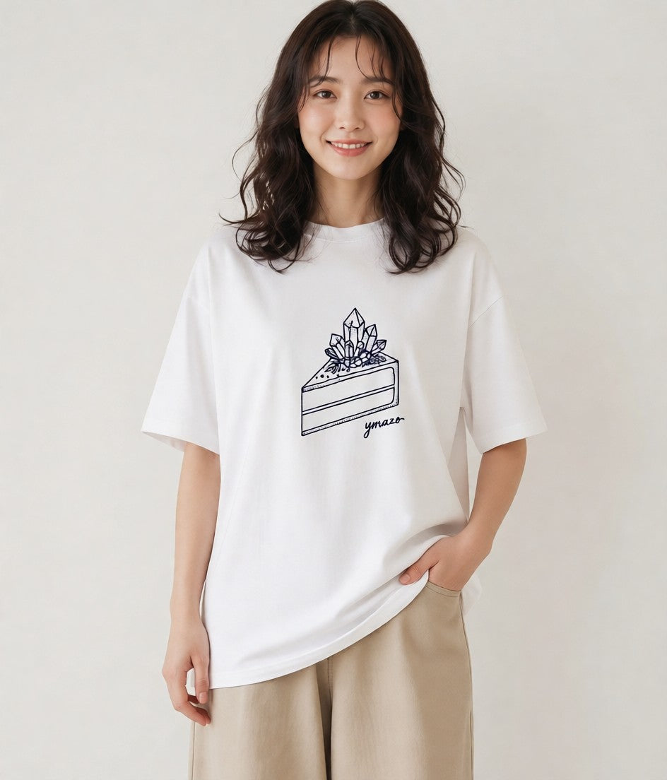 半袖Tシャツ レディース スイーツ お菓子 デザート イラスト ボタニカル カフェ服 クリスマス 白T
