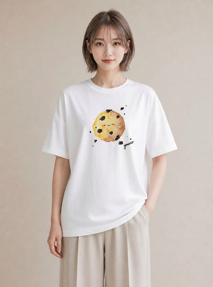 半袖Tシャツ レディース クッキー 食べ物 フード イラスト 普段使い 女子会 お揃い 白T