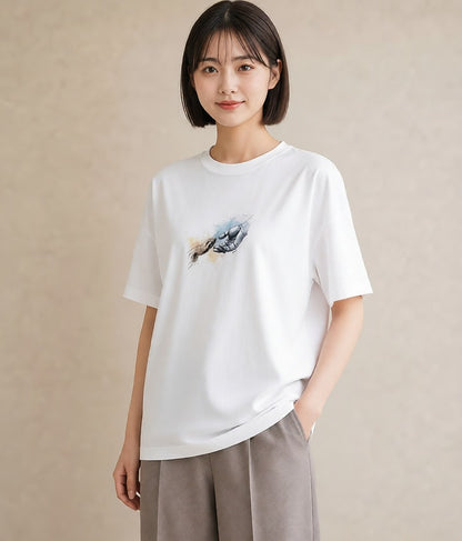 デザインTシャツ レディース 猫の手 猫 ねこ イラスト ラフカジュアル 普段着 週末コーデ 白T