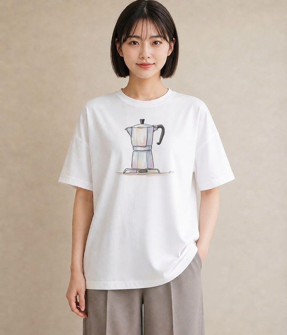 Tシャツ レディース コーヒー カフェ 珈琲 イラスト 20代 カジュアルコーデ 白T