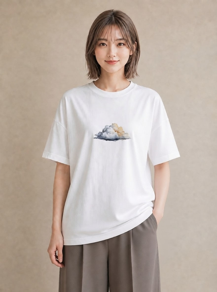 Tシャツ レディース 虹 星空 宇宙 イラスト ミニマル 通勤 在宅 白T