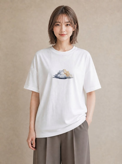 Tシャツ レディース 虹 星空 宇宙 イラスト ミニマル 通勤 在宅 白T