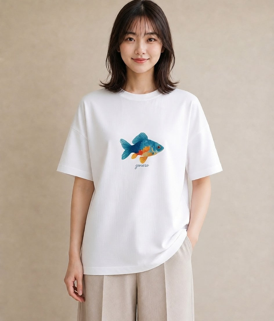 プリントTシャツ レディース 熱帯魚 ペット 動物 イラスト こなれ感 母の日 ビーチ 白T