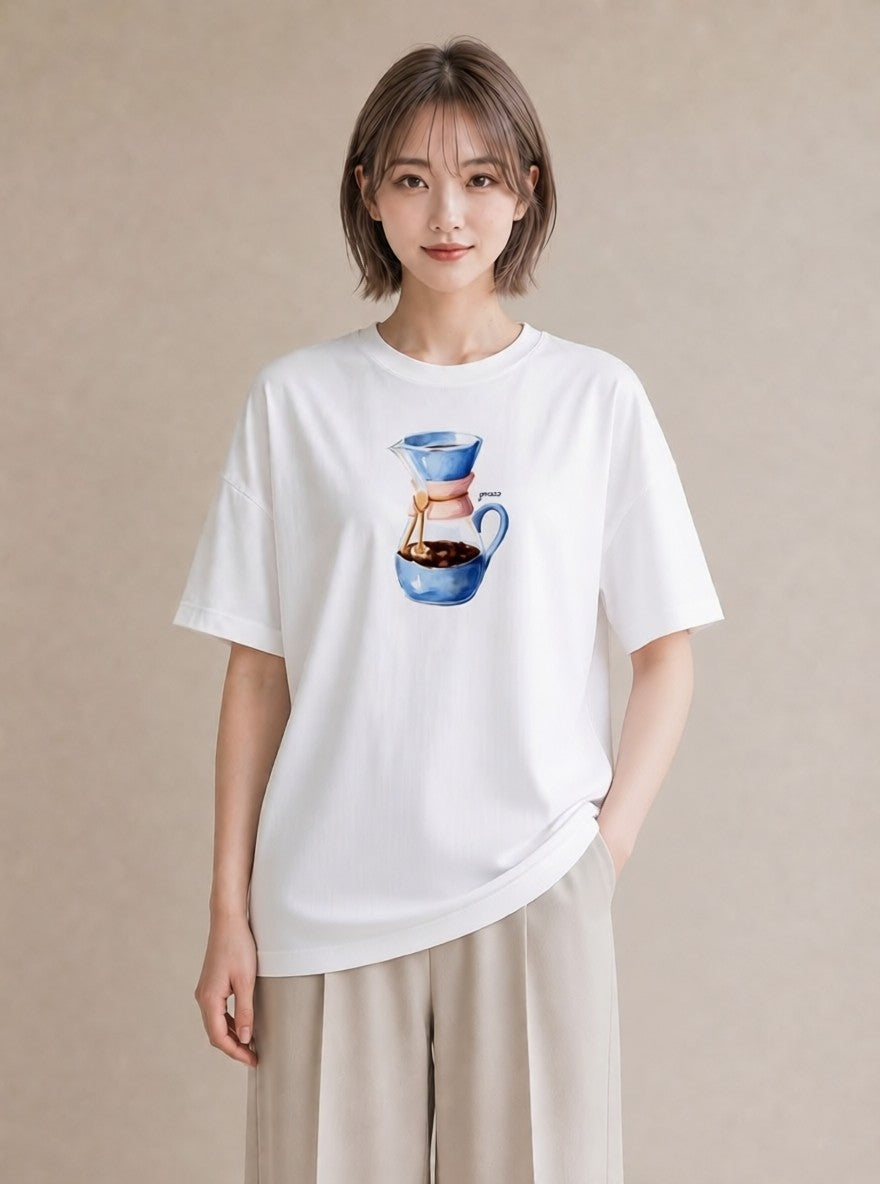 Tシャツ レディース カフェオレ 食べ物 フード イラスト ユニーク 秋コーデ おしゃれギフト 白T