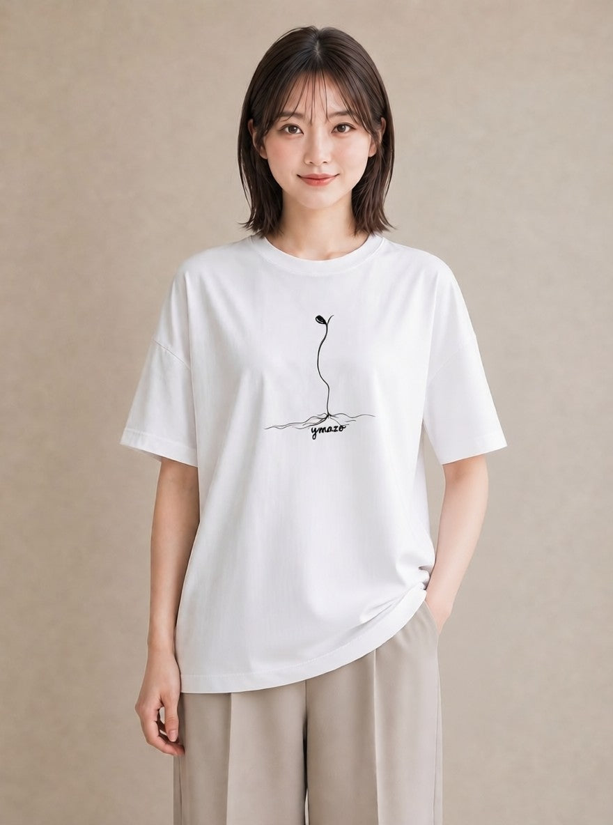 グラフィックTシャツ レディース 観葉植物 ボタニカル 植物 イラスト フェミニン 女性 旅行用 白T