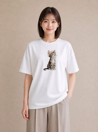 半袖Tシャツ レディース アビシニアン 猫 ねこ イラスト ボタニカル デート 帰省 白T