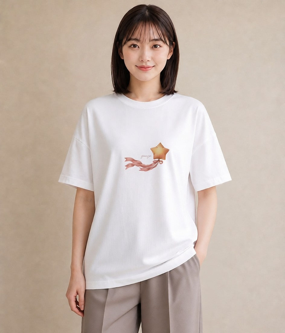 Tシャツ レディース 流れ星 星空 宇宙 イラスト ゆるかわ お揃い 親子 白T