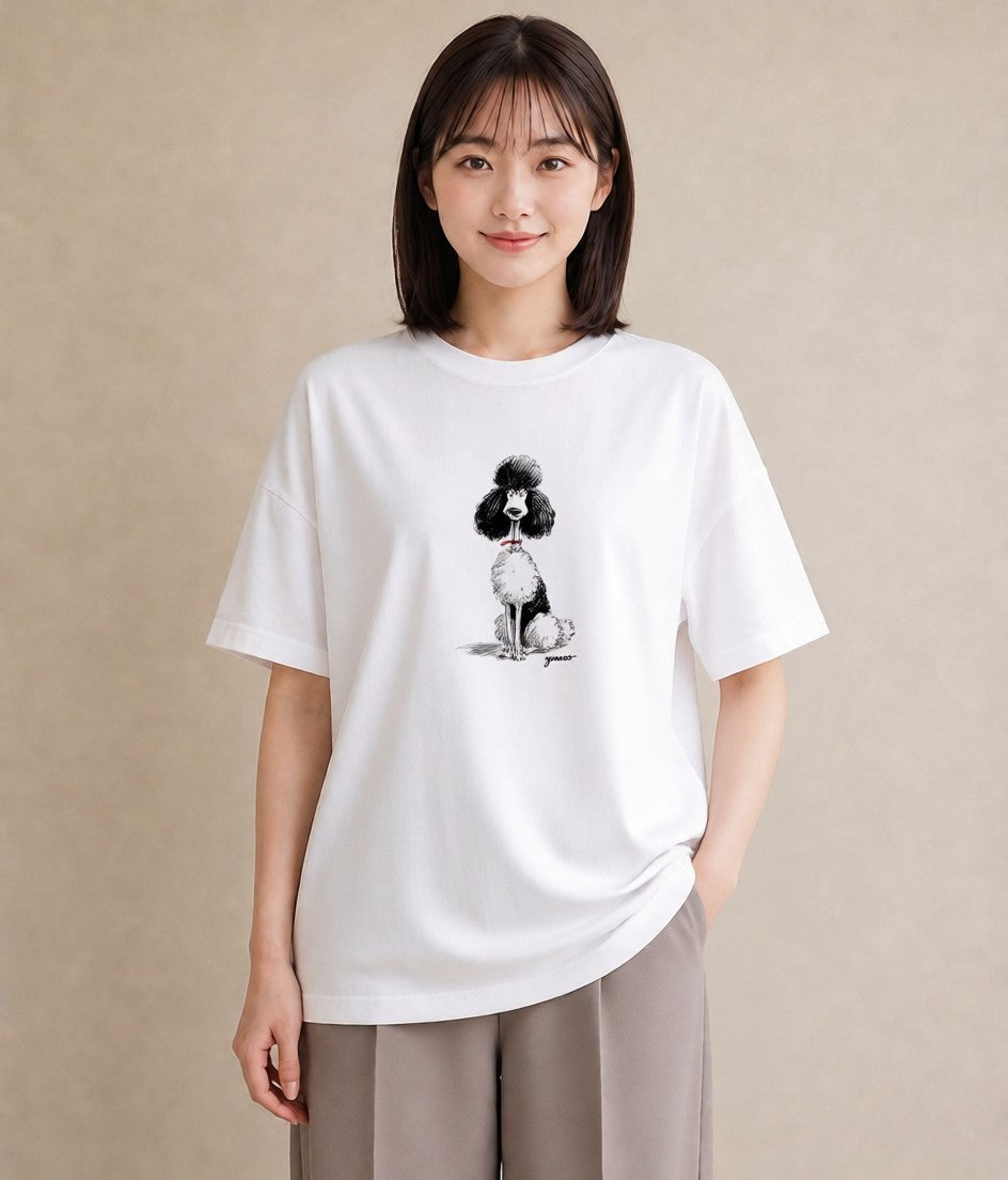 デザインTシャツ レディース トイプードル プードル 犬 いぬ イラスト 綿100 デート 白T