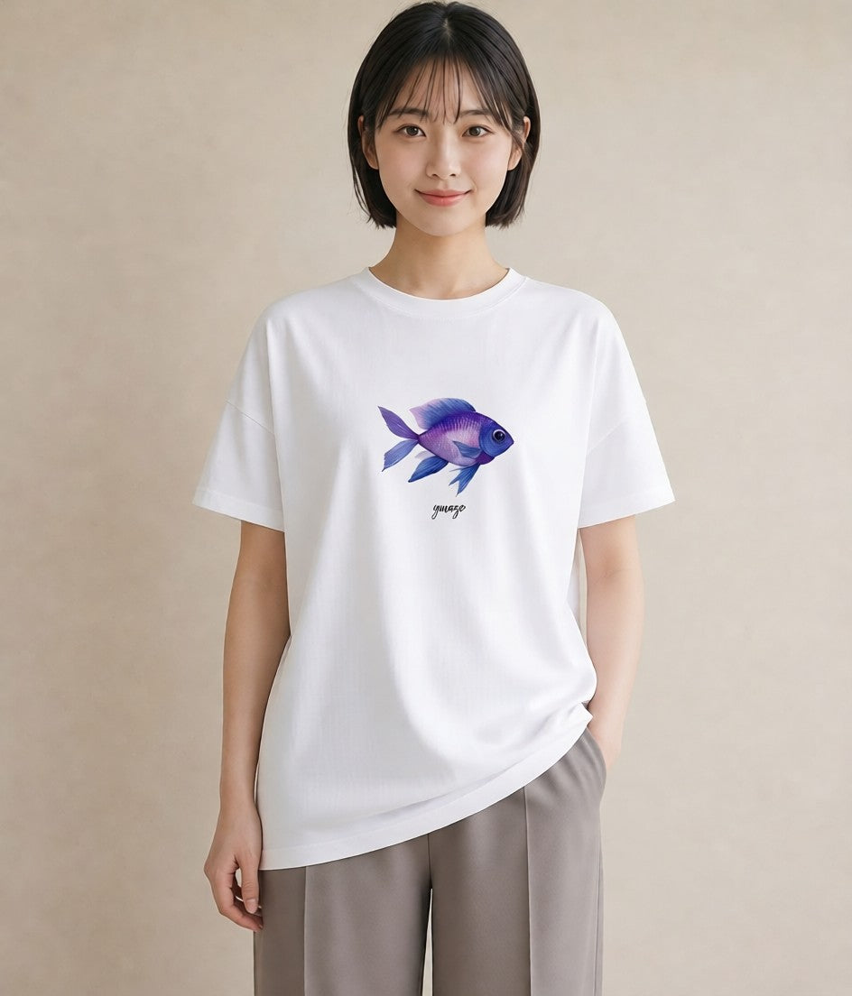 グラフィックTシャツ レディース たい焼き 食べ物 フード イラスト シンプル ミセス 春コーデ 白T