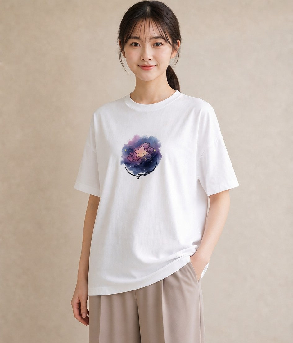 デザインTシャツ レディース 惑星 星空 宇宙 イラスト ガーリー 女性 旅行用 白T