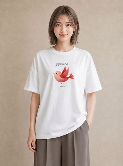 グラフィックTシャツ レディース 桜文鳥 ペット 動物 イラスト ラフ カフェ巡り 女子会 白T