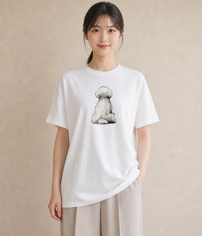 Tシャツ レディース ビションフリーゼ 犬 いぬ イラスト 秋コーデ おしゃれギフト 白T