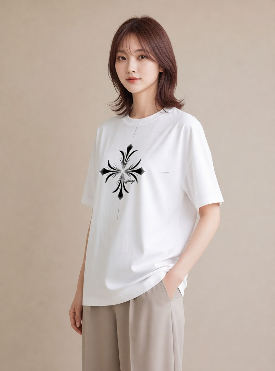 半袖Tシャツ レディース 幾何学 ミニマル ジオメトリック イラスト 母娘コーデ 自分用 白T