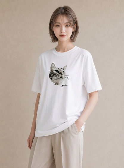半袖Tシャツ レディース シャム 猫 ねこ イラスト ヴィンテージ風 敬老の日 ホワイトデー 白T