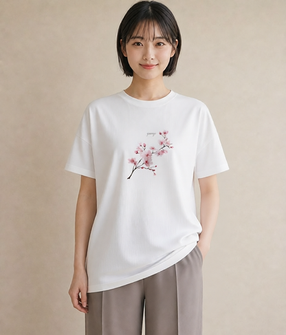 グラフィックTシャツ レディース さくら 桜 サクラ 花 花柄 イラスト ミニマル 敬老の日 ホワイトデー 白T