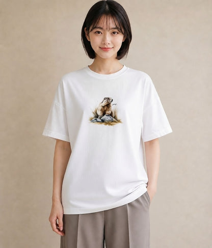 デザインTシャツ レディース デグー ペット 動物 イラスト こなれ感 通勤 在宅 白T