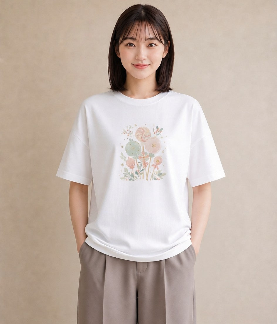 デザインTシャツ レディース だんご 食べ物 フード イラスト 北欧風 お揃い 親子 白T