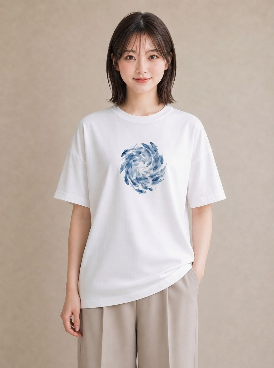 Tシャツ レディース グッピー ペット 動物 イラスト ヴィンテージ風 カジュアルコーデ 買い物 白T