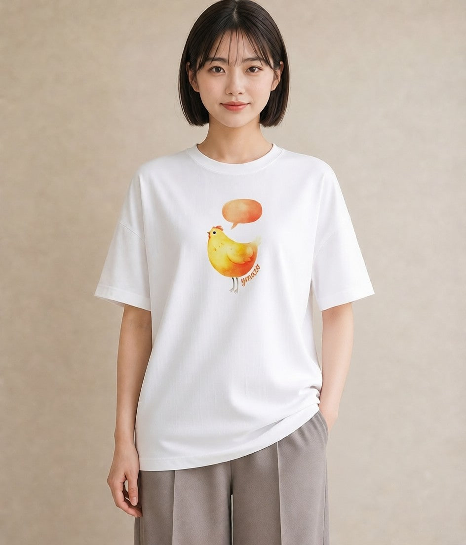 プリントTシャツ レディース ひよこ 動物 アニマル イラスト ラフカジュアル 秋コーデ おしゃれギフト 白T