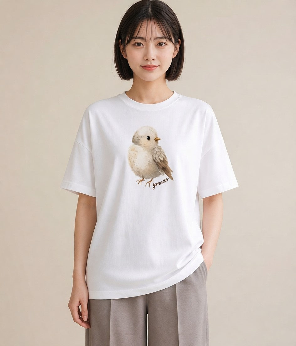 グラフィックTシャツ レディース フクロウ 動物 アニマル イラスト ゆるかわ ビーチ デイリーウェア 白T