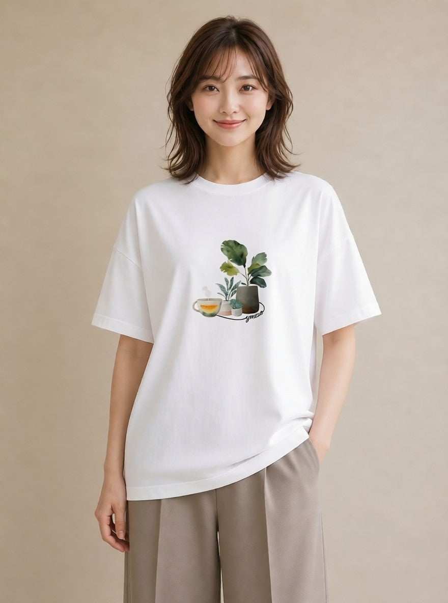 グラフィックTシャツ レディース 紅茶 食べ物 フード イラスト 水彩風 通学 誕生日プレゼント 白T