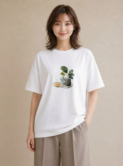 グラフィックTシャツ レディース 紅茶 食べ物 フード イラスト 水彩風 通学 誕生日プレゼント 白T