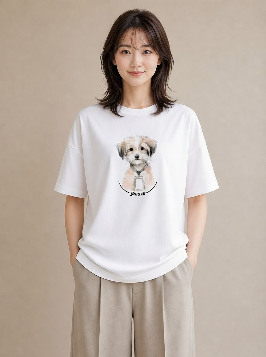 プリントTシャツ レディース ミックス犬 犬 いぬ イラスト きれいめカジュアル 通学 誕生日プレゼント 白T