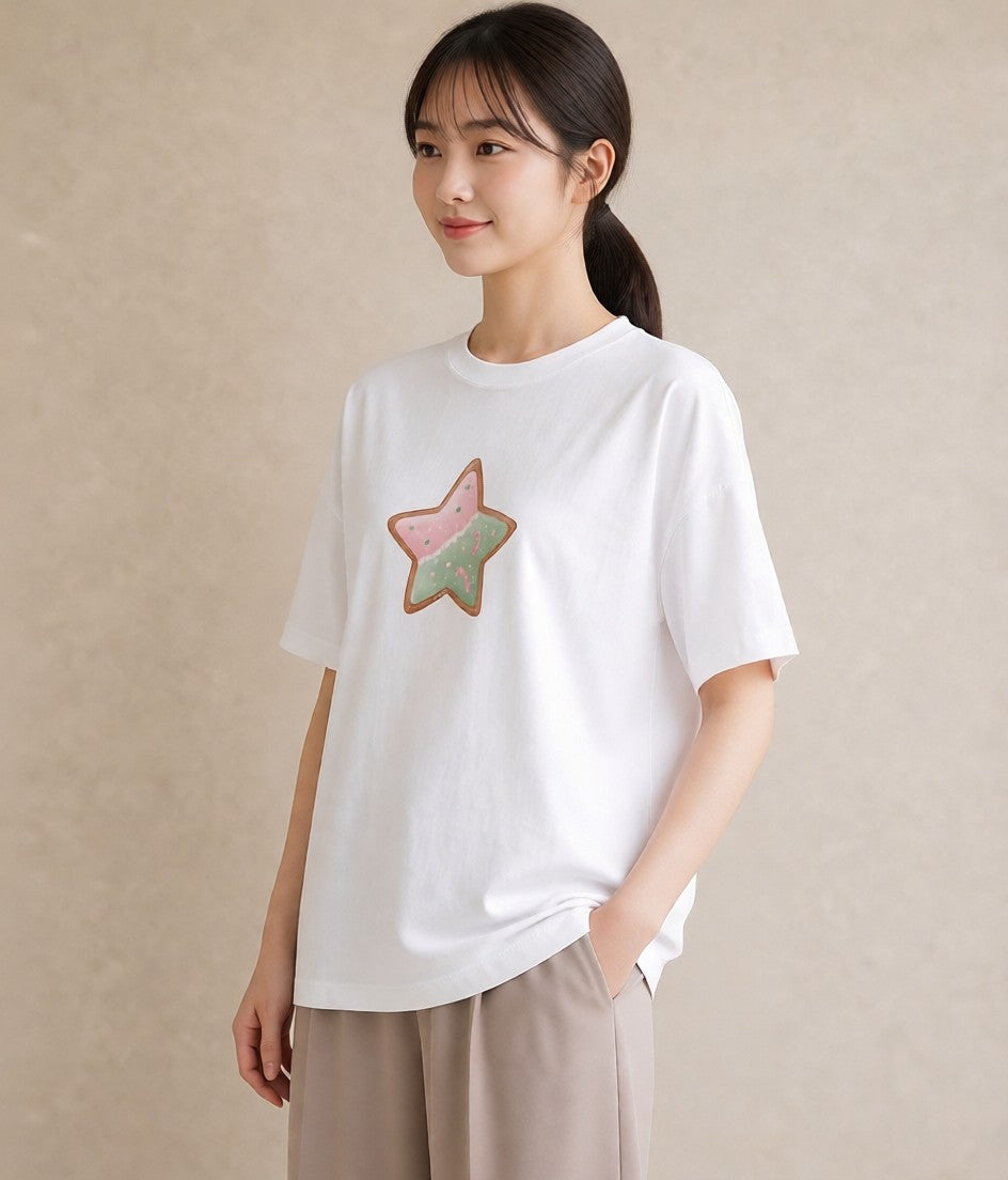 プリントTシャツ レディース キャンディ 食べ物 フード イラスト ガーリー 20代 カジュアルコーデ 白T