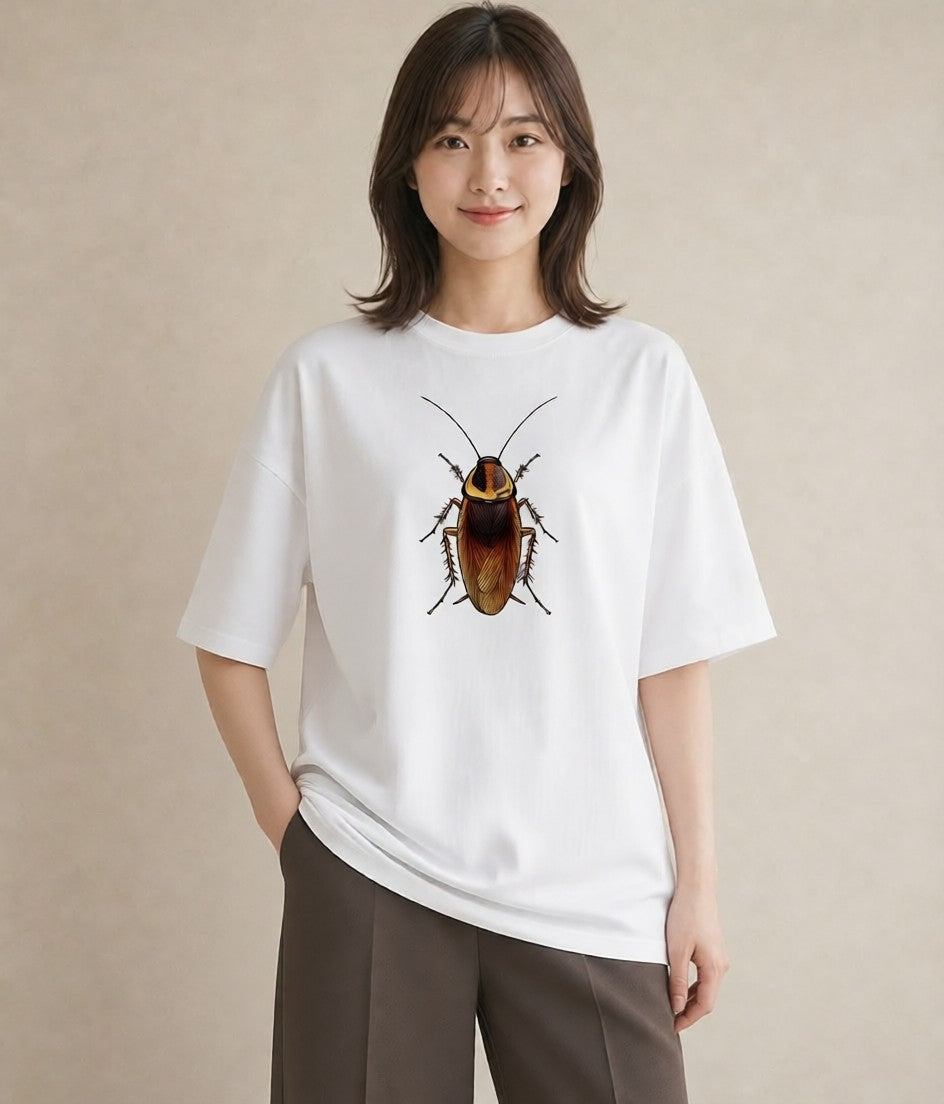 デザインTシャツ レディース クワガタ 昆虫 虫 イラスト 線画 秋コーデ おしゃれギフト 白T