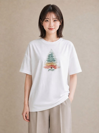 グラフィックTシャツ レディース 山 星空 宇宙 イラスト ラフカジュアル カフェ巡り 女子会 白T