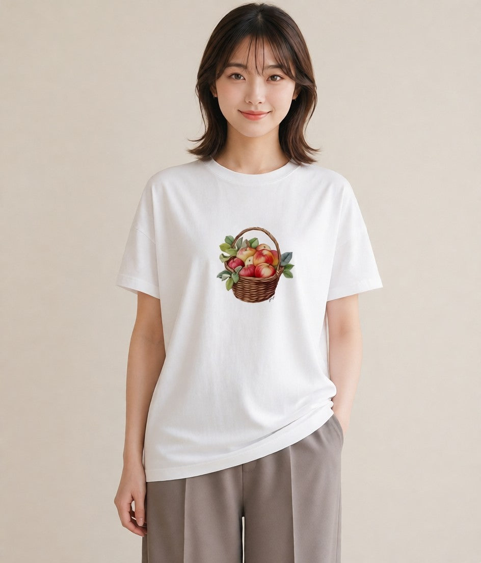 プリントTシャツ レディース 実り 植物 ボタニカル イラスト 抜け感 夏コーデ 通学 白T