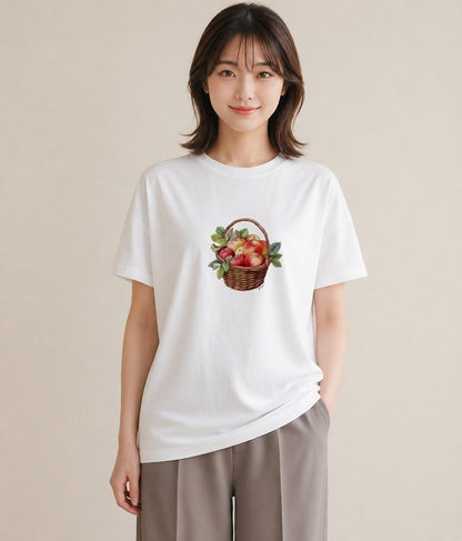 プリントTシャツ レディース 実り 植物 ボタニカル イラスト 抜け感 夏コーデ 通学 白T