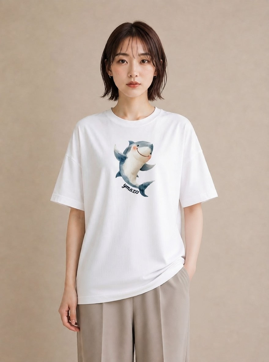 Tシャツ レディース クジラ 海の生き物 海 イラスト フェミニン 送別ギフト 通勤 白T