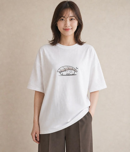 半袖Tシャツ レディース おにぎり 食べ物 フード イラスト ラフカジュアル 敬老の日 ホワイトデー 白T