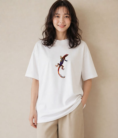 デザインTシャツ レディース レオパ ペット 動物 イラスト 上品 女性 旅行用 白T