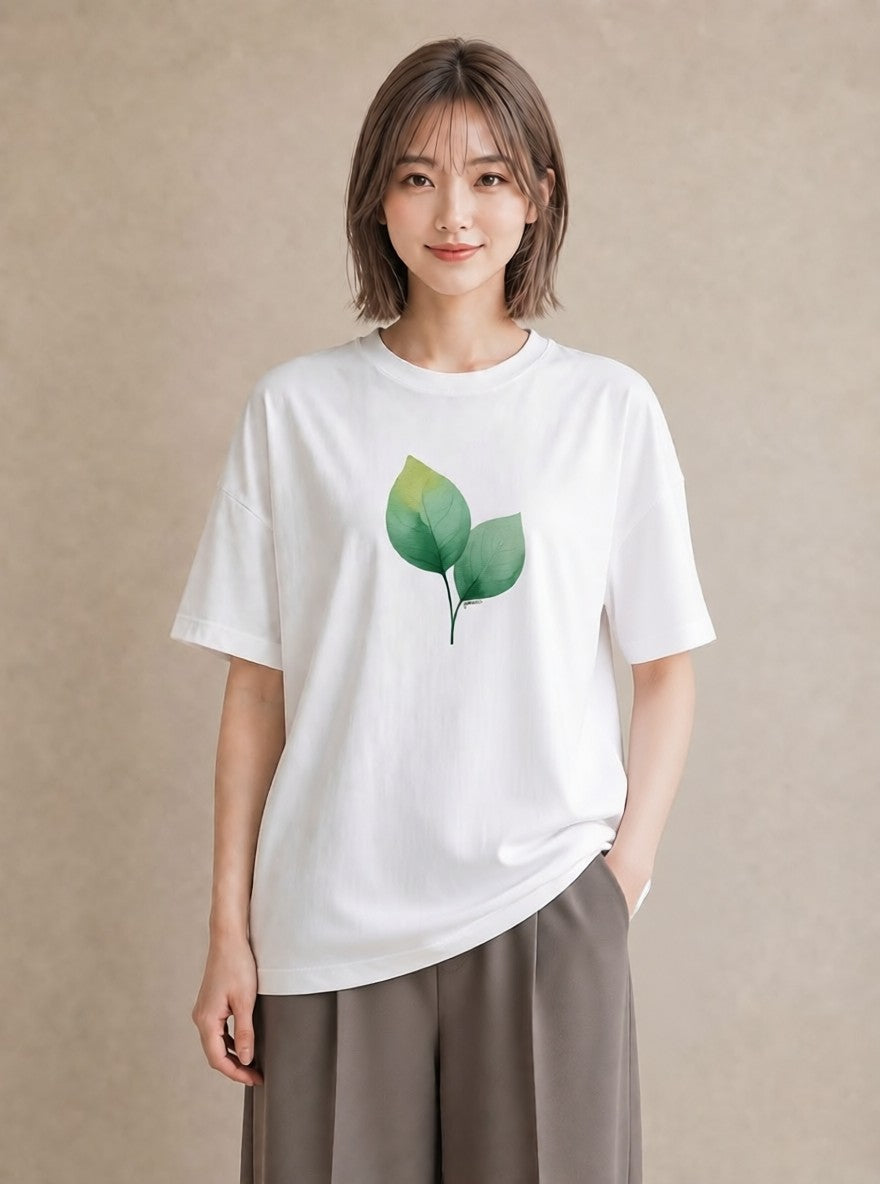 デザインTシャツ レディース 観葉植物 植物 ボタニカル イラスト アート風 カジュアルコーデ 買い物 白T