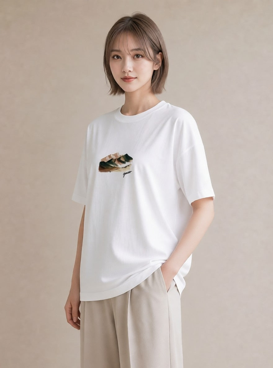 プリントTシャツ レディース 山 星空 宇宙 イラスト ポップ 母の日 ビーチ 白T
