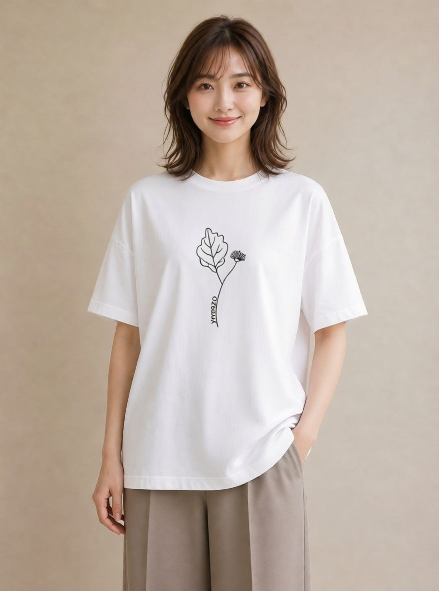 Tシャツ レディース 小花 花 フラワー イラスト レトロ 親子 20代 白T