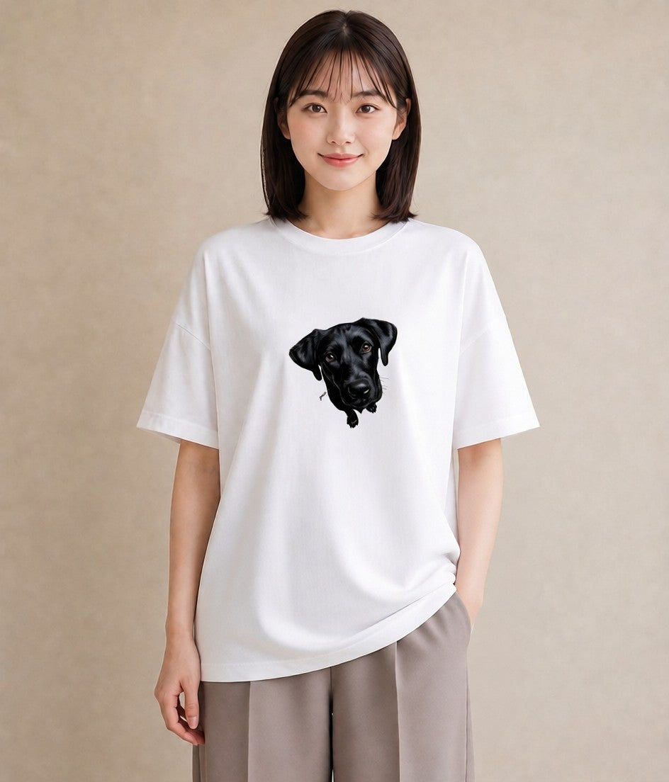 半袖Tシャツ レディース ラブラドールレトリバー 犬 いぬ イラスト 抜け感 ビーチ デイリーウェア 白T