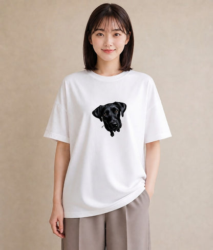 半袖Tシャツ レディース ラブラドールレトリバー 犬 いぬ イラスト 抜け感 ビーチ デイリーウェア 白T
