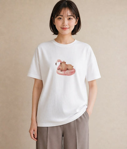 Tシャツ レディース ハムスター ペット 動物 イラスト 買い物 夏コーデ 白T