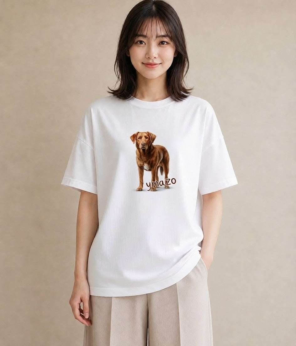 グラフィックTシャツ レディース ラブラドールレトリバー 犬 いぬ イラスト ニュアンス 送別ギフト 通勤 白T