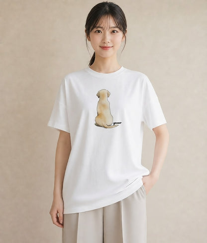 グラフィックTシャツ レディース ラブラドールレトリバー 犬 いぬ イラスト ニュアンス ママ カフェ服 白T