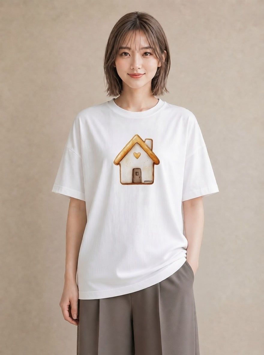 Tシャツ レディース クッキー 食べ物 フード イラスト カジュアル 帰省 ラフ 白T