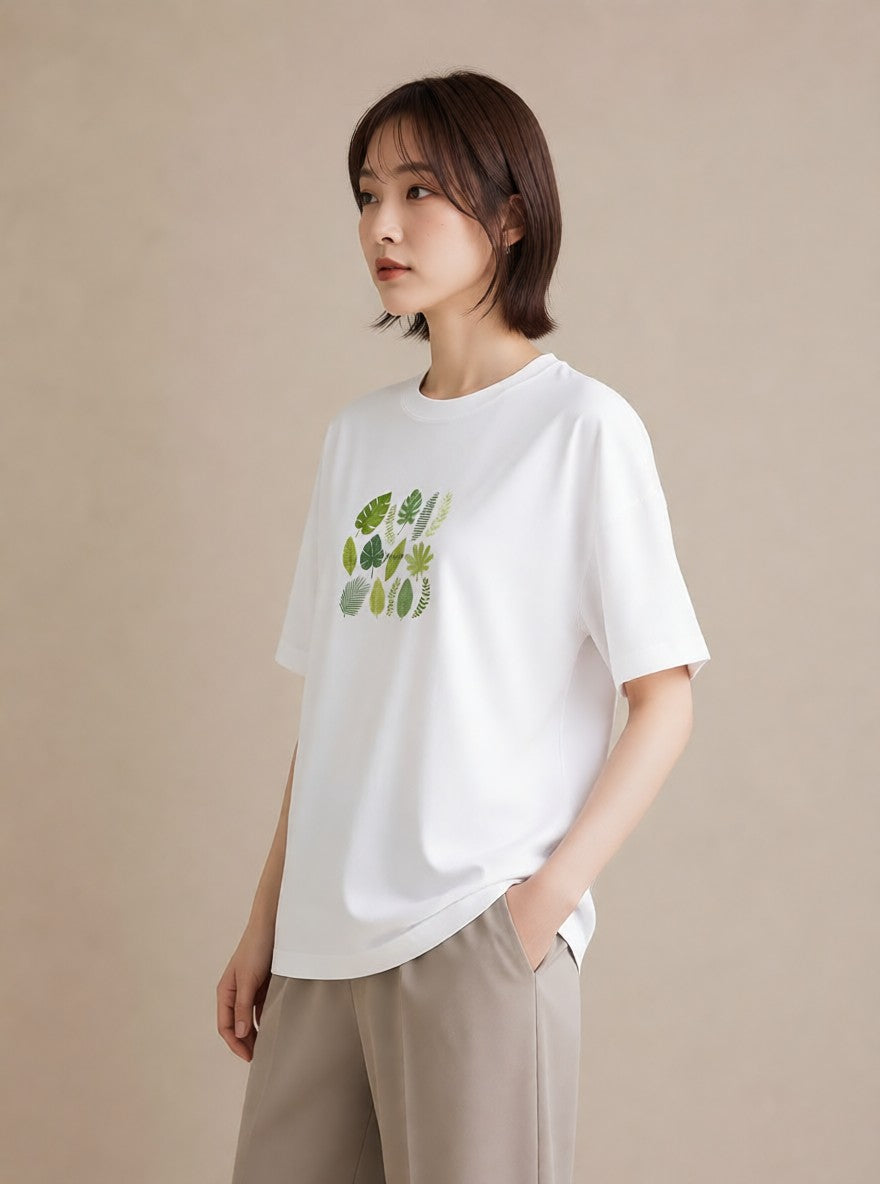 Tシャツ レディース モンステラ 植物 ボタニカル イラスト シンプル クリスマス 旅行 白T