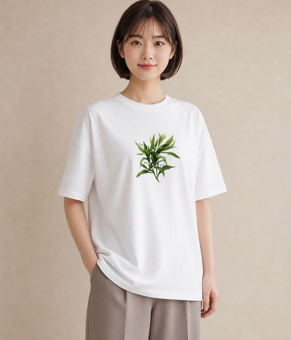 プリントTシャツ レディース ハーブティー 食べ物 フード イラスト ユニーク ママ カフェ服 白T