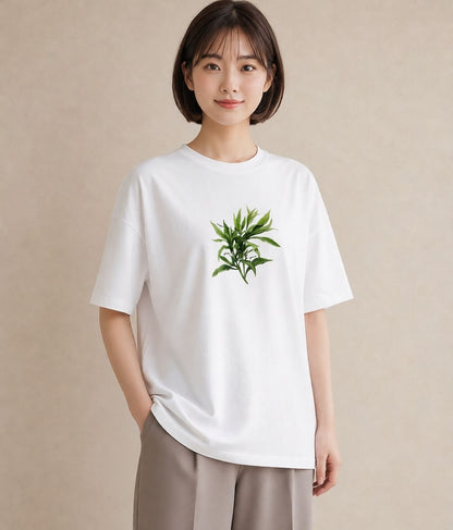 プリントTシャツ レディース ハーブティー 食べ物 フード イラスト ユニーク ママ カフェ服 白T