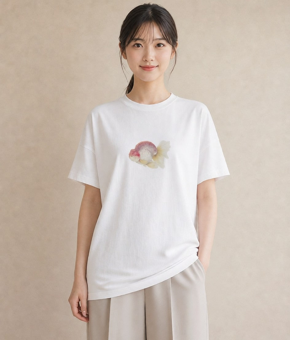 Tシャツ レディース ベタ ペット 動物 イラスト 水彩風 ビーチ デイリーウェア 白T
