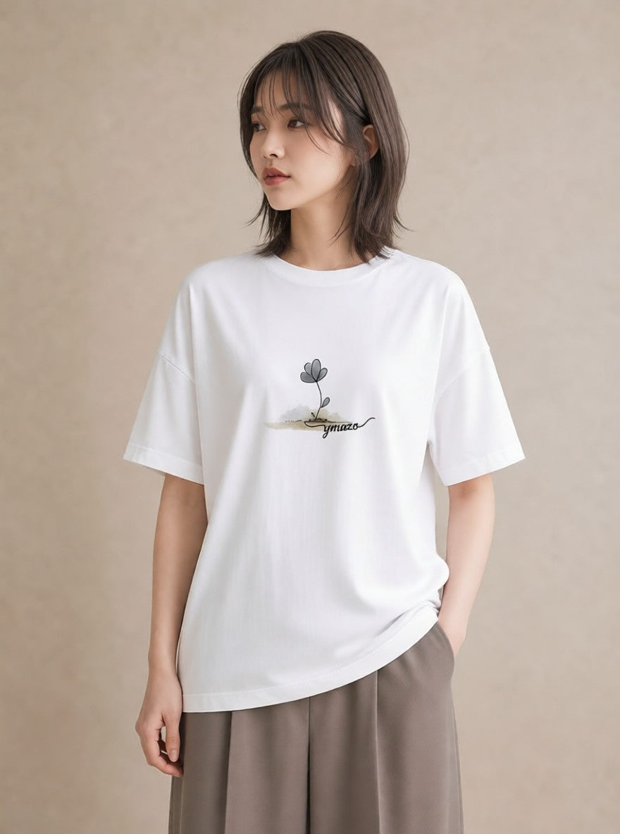 プリントTシャツ レディース 窓辺の雨 雨の日 窓 ナチュラル アンティーク イラスト カフェ服 クリスマス 白T